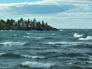 Eagle Harbor, MI lighthouse and buildings.  Michigan Upper Peninsula.